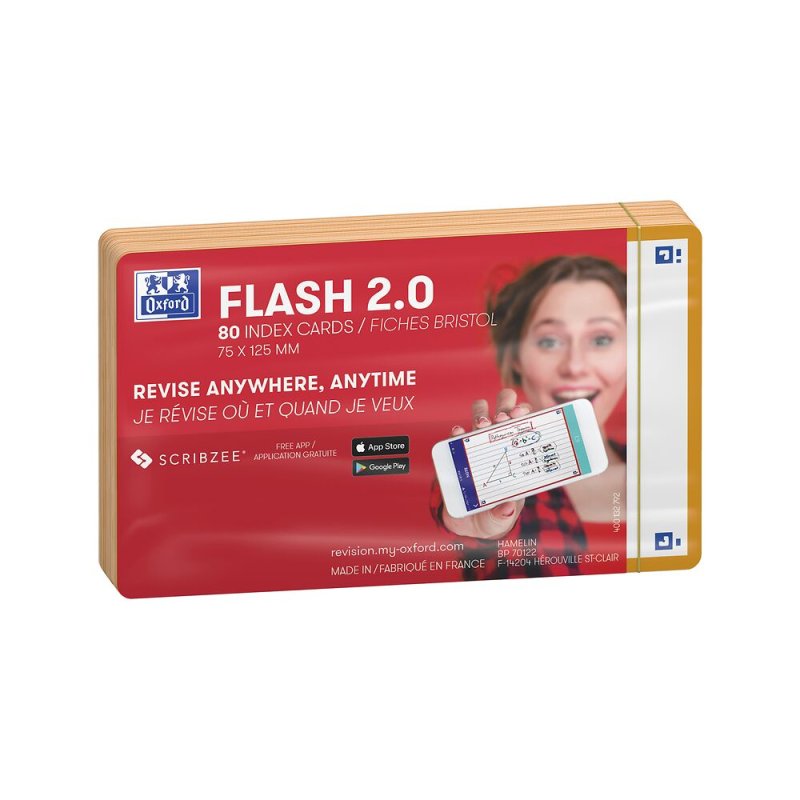 Oxford Fiches "Flash 2.0", 75 x 125 mm, uni, orange