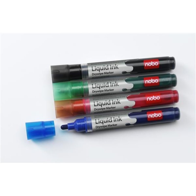 Nobo Liquid Ink Drywipe Markers Assorted (6)