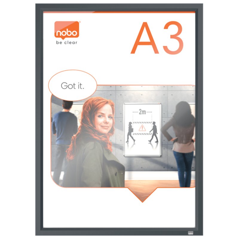 nobo Porte-affiche mural Impression Pro, A3, graphite