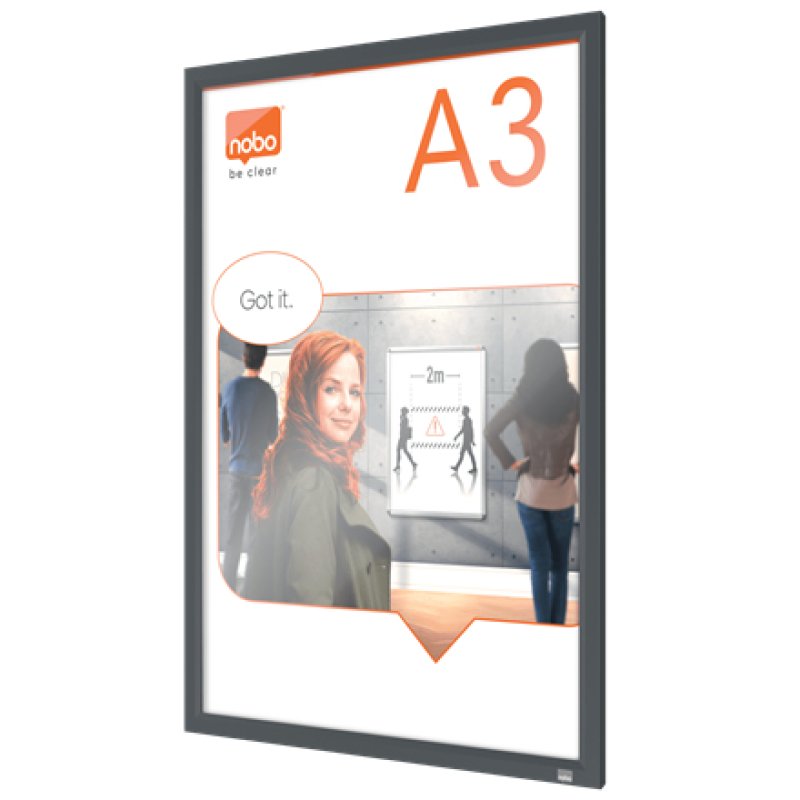 nobo Porte-affiche mural Impression Pro, A3, graphite