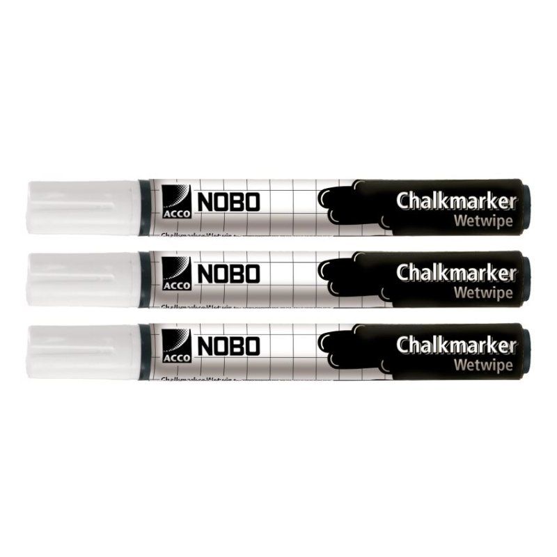 Nobo Chalkmarkers White (3)