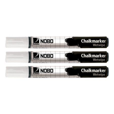 Nobo Chalkmarkers White (3)