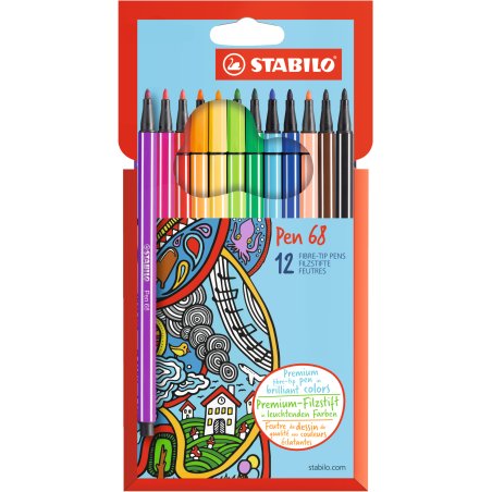 STABILO Pen 68 felt pen Fine Multicolour 12 pc(s)