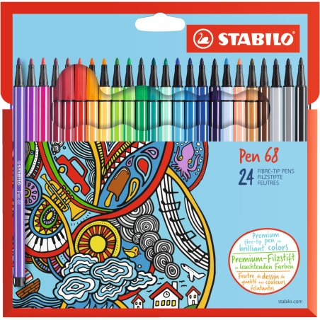 STABILO Pen 68 stylo-feutre Fin Multicolore 24 pièce(s)