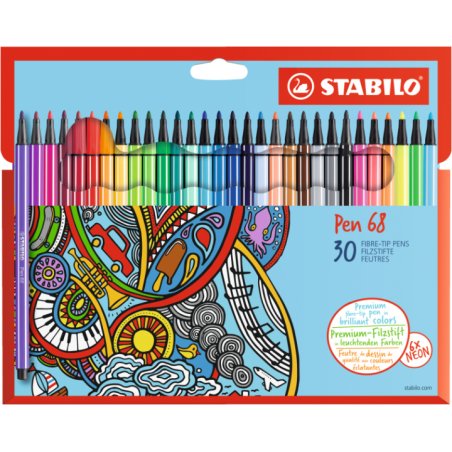 STABILO Pen 68 Cardboard Wallet 30 colouring pens
