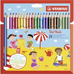 STABILO Crayon de couleur Trio long, corps large, étui de 24