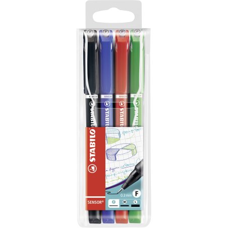 STABILO SENSOR fine fineliner Black, Blue, Green, Red 4 pc(s)