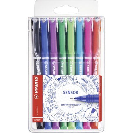 STABILO SENSOR fine stylo fin Noir, Bleu, Vert, Lilas, Rose, Rouge, Turquoise 8 pièce(s)