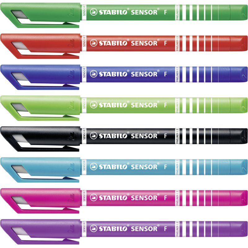 STABILO SENSOR fine stylo fin Noir, Bleu, Vert, Lilas, Rose, Rouge, Turquoise 8 pièce(s)