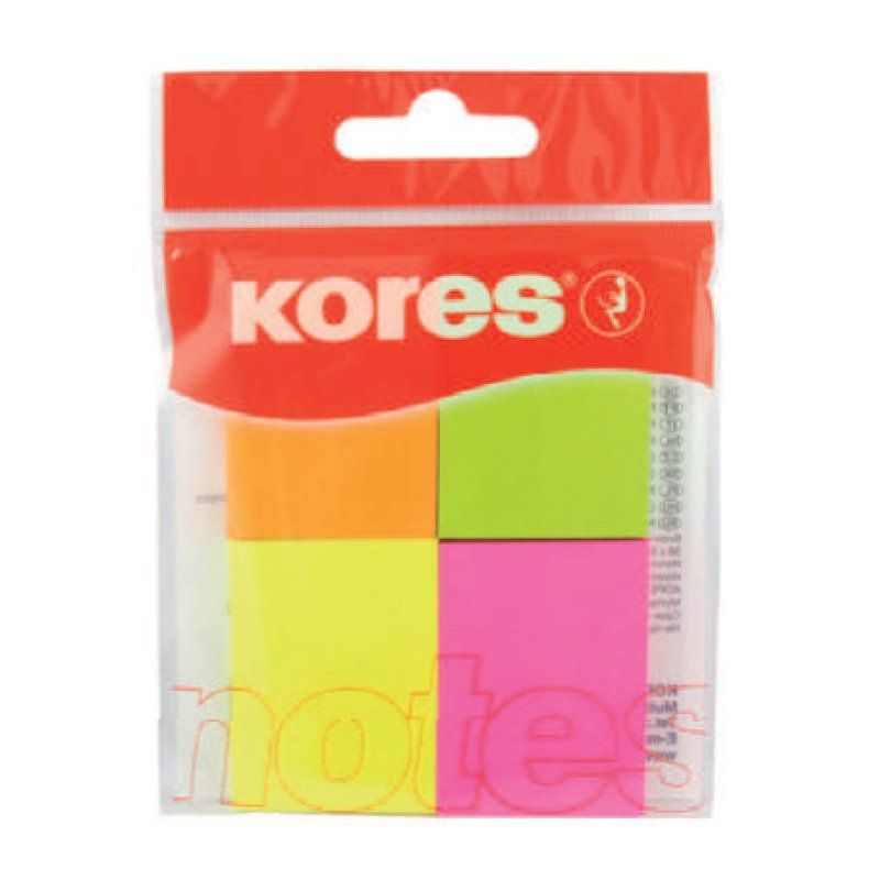 Kores Note adhésive "Multicolour", 40 x 50 mm, couleurs fluo