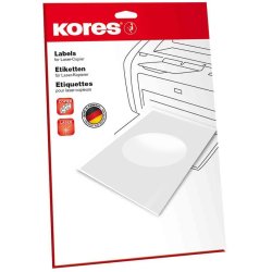 Kores Etiquette pour CD/DVD, diamètre: 117 mm, blanc