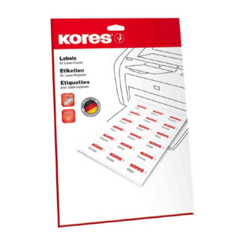 Kores FE13540 étiquette non-adhésive 1000 pièce(s) Blanc Rectangle