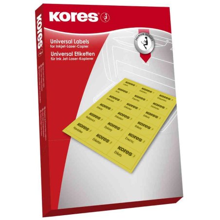 Kores Etiquette universelle, 70 x 42,3 mm, jaune