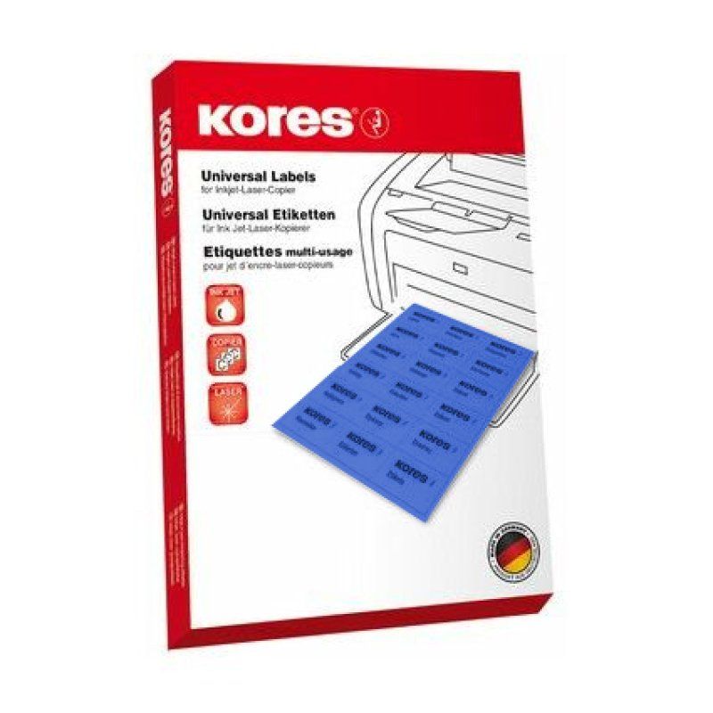 Kores L19061.251 étiquette non-adhésive 100 pièce(s) Bleu Rectangle