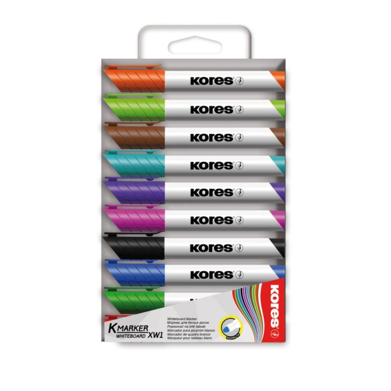 Kores M20801 marqueur 10 pièce(s) Pointe biseautée Noir, Bleu, Marron, Vert, Vert clair, Orange, Rose, Rouge,