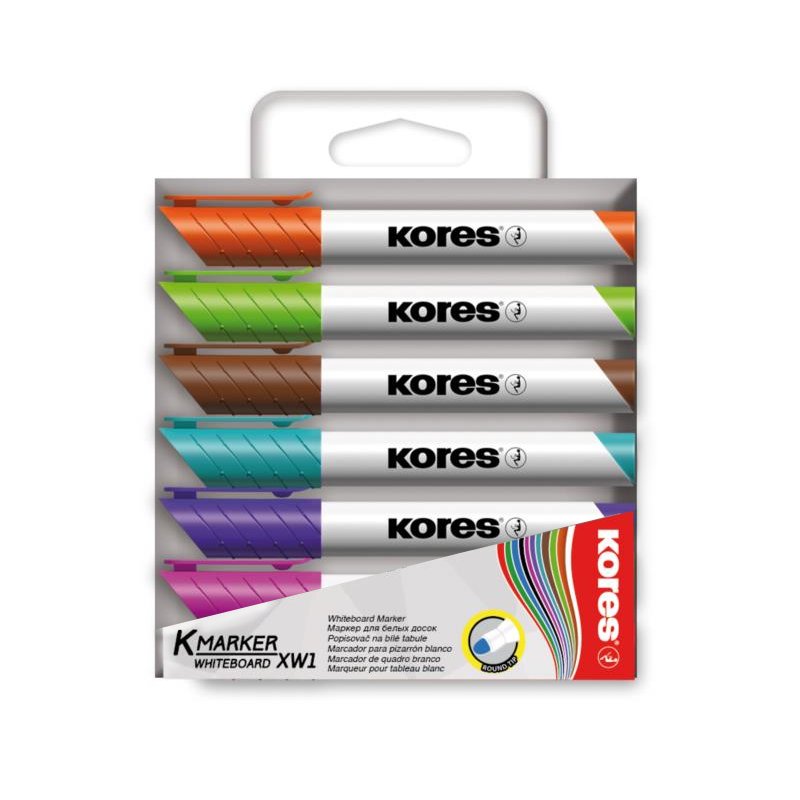 Kores M20803 marqueur 6 pièce(s) Pointe biseautée Vert clair, Bleu, Marron, Violet, Orange, Rose