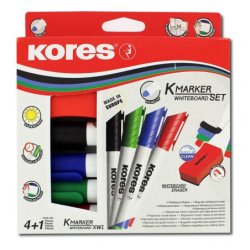 Kores Kit de marqueurs pour tableau blanc, 4 marqueurs 