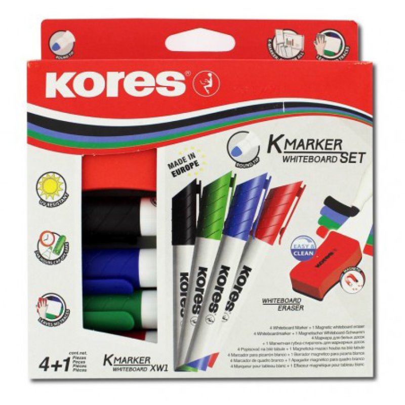 Kores M20863 marker 4 pc(s) Bullet tip Black, Blue, Green, Red