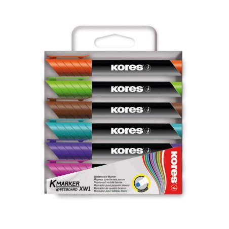 Kores M20902 marqueur indélébile Pointe ogive Marron, Bleu clair, Vert clair, Orange, Rose, Violet 6 pièce(s)