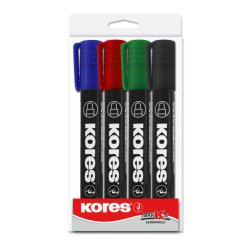 Kores Marqueur permanent "K MARKER", pointe ogive, étui de 4
