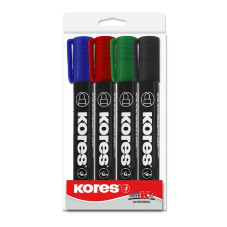 Kores M20943 permanent marker Black, Blue, Green, Red 4 pc(s)