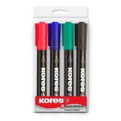 Kores M20945 permanent marker Chisel tip Black, Green, Red 4 pc(s)