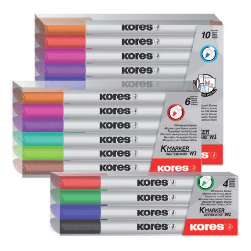 Kores M22840 marqueur 4 pièce(s) Pointe du marqueur Noir, Bleu, Vert, Rouge