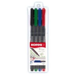 Kores FL28114 marqueur 4 pièce(s) Pointe fine Noir, Bleu, Vert, Rouge
