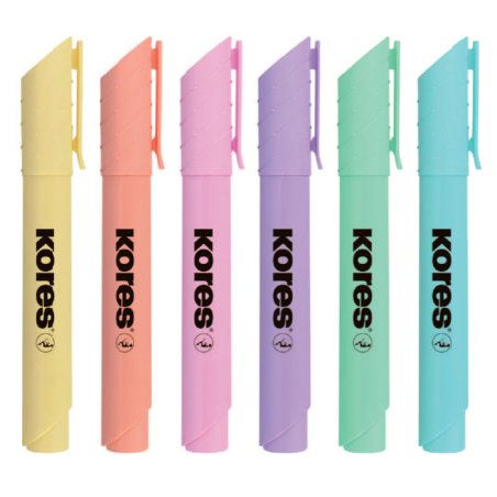 Kores Surligneur "HIGH LINER PLUS", couleurs pastel, étui 6