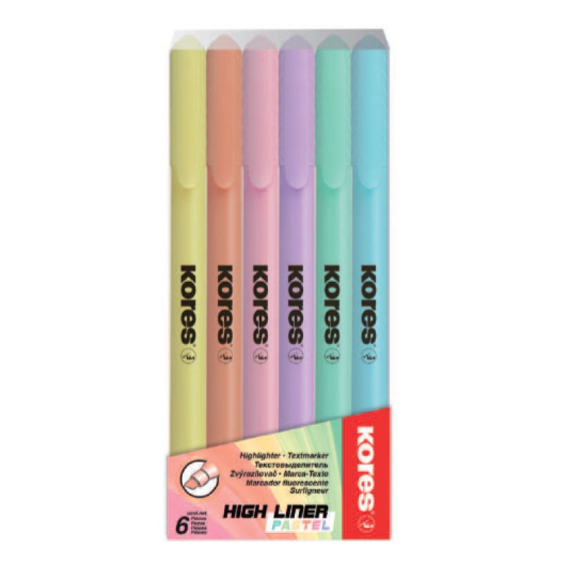 Kores TM36246 marqueur 6 pièce(s) Bleu clair, Vert clair, Orange clair, Rose clair, Violet, Jaune