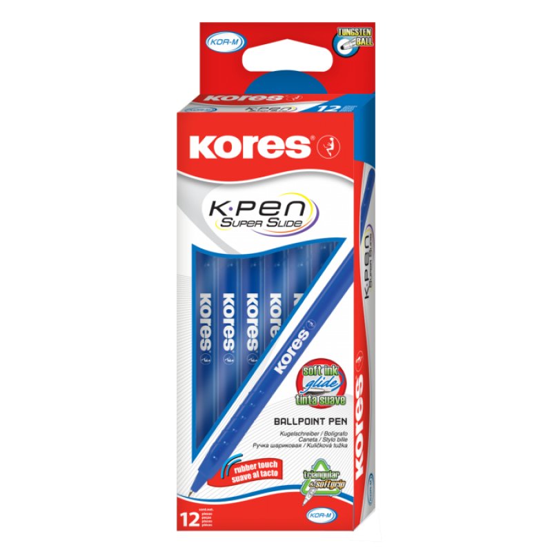 Kores Stylo à bille jetable K-Pen Super Slide K, bleu
