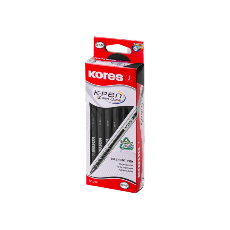 Kores 39721 stylo à bille Noir Moyen 12 pièce(s)