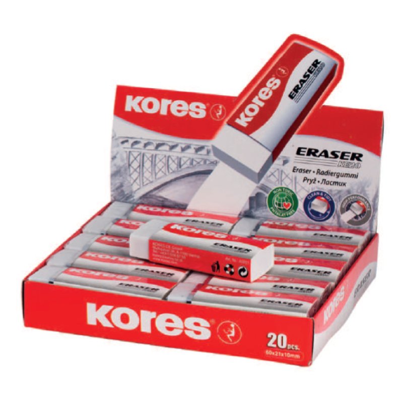 Kores RG40201 eraser Polyvinyl chloride (PVC) White 20 pc(s)