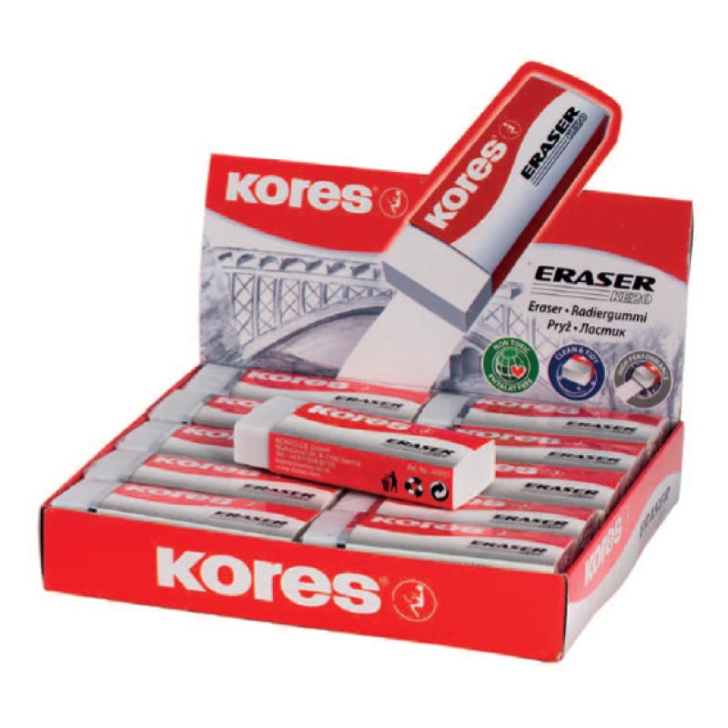 Kores RG40301 gomme à effacer Polyvinyl chloride (PVC) Blanc 30 pièce(s)