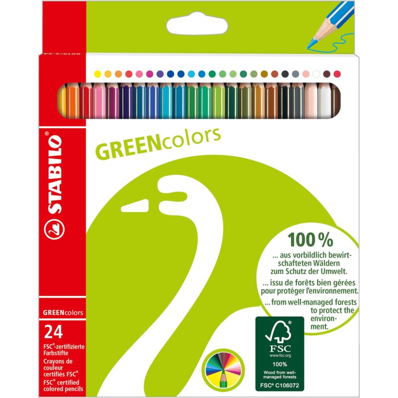 STABILO Crayon de couleur GREENcolors, étui carton de 18