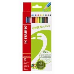 STABILO Crayon de couleur GREENcolors, étui carton de 12