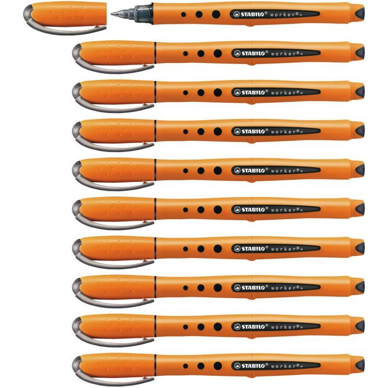 STABILO worker fine Stylo à bille Noir 10 pièce(s)