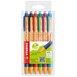 STABILO pointball Black, Blue, Green, Red, Turquoise, Violet Clip-on retractable ballpoint pen 6 pc(s)