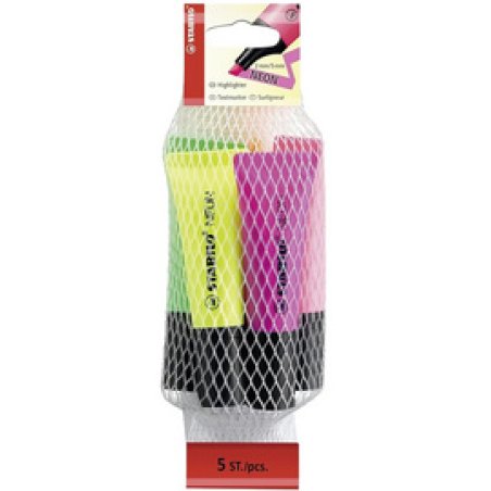 STABILO Surligneur NEON, en filet de 5
