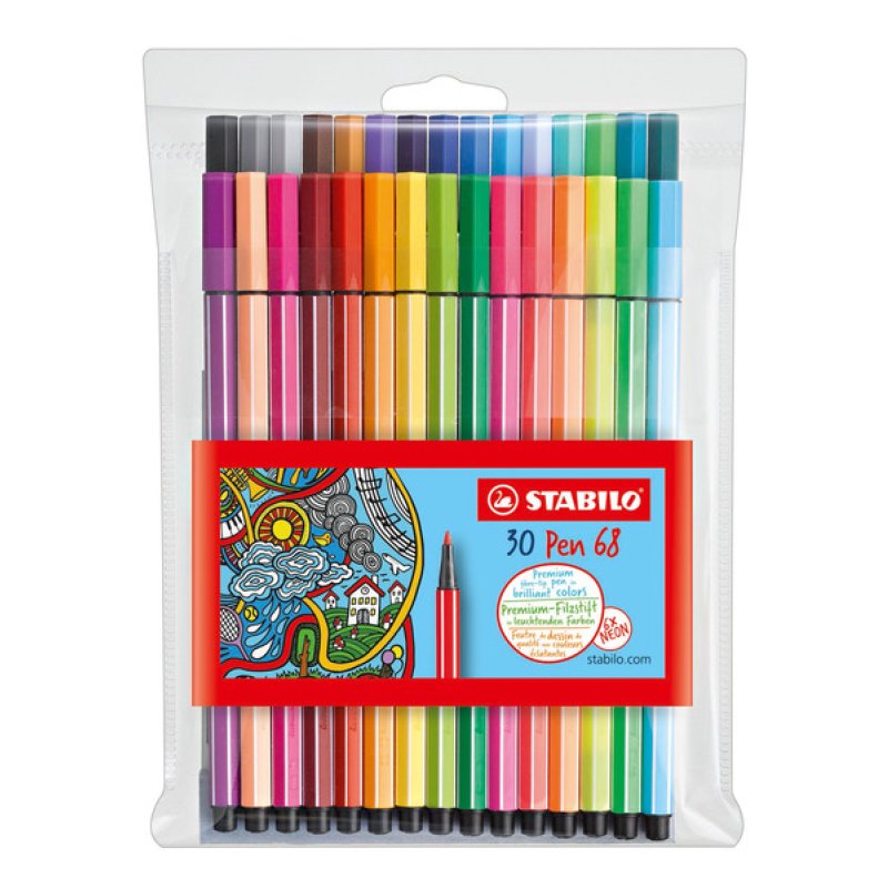STABILO Pen 68 felt pen Medium Multicolour 30 pc(s)