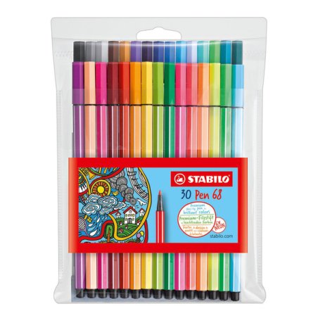 STABILO Feutre Pen 68, étui en plastique de 30