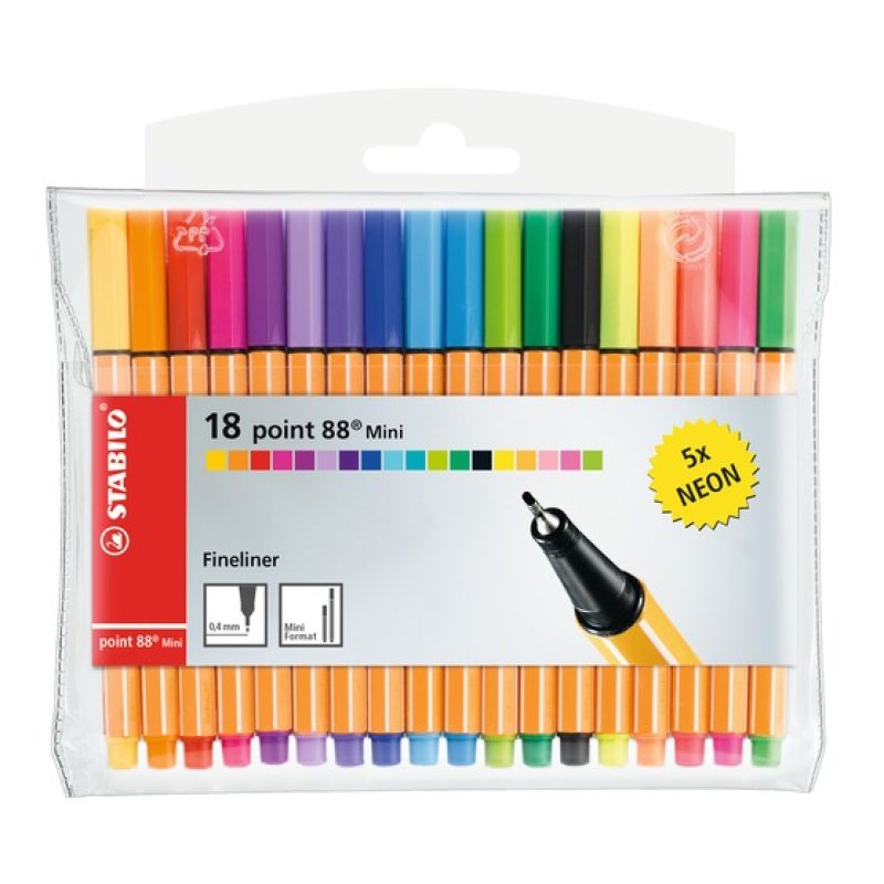 STABILO point 88 Mini fineliner Fine Multicolour 18 pc(s)