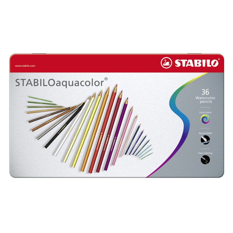 STABILO Crayon de couleur aquacolor "ARTY", étui métallique