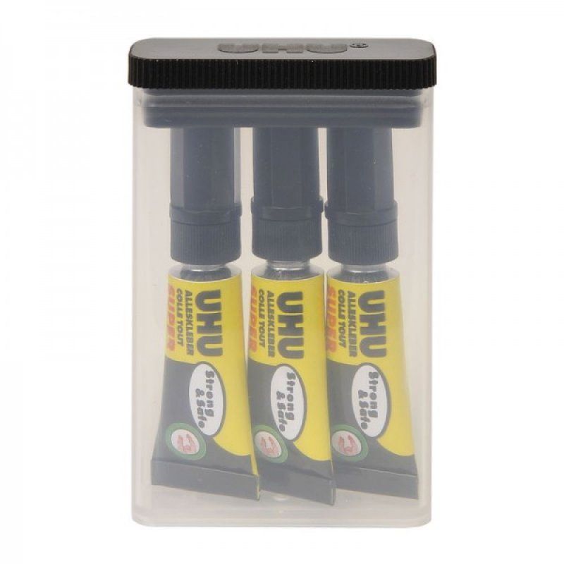 UHU colle instantanée SUPER Strong & SAFE MINIS, 3 tubes de