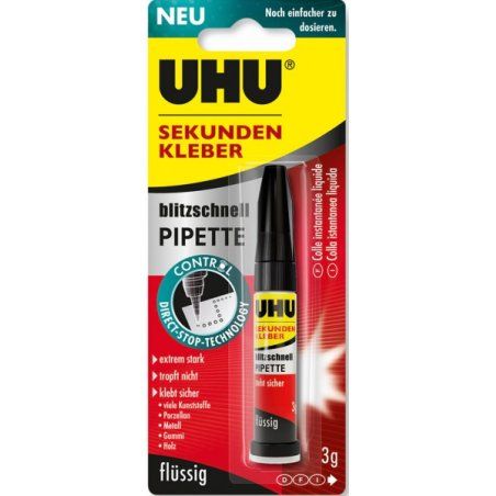 UHU colle instantanée blitzschnell PIPETTE, 3g