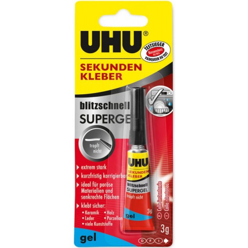 UHU Colle instantanée blitzschnelle SUPERGEL, 3 g,
