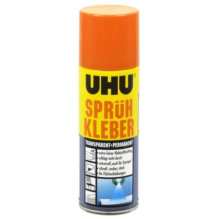 UHU Colle en spray, permanente, transparent, 200 ml
