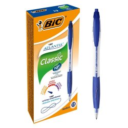 BIC Stylo à bille rétractable Atlantis Classic, bleu
