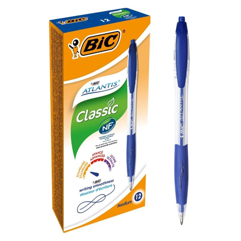 BIC Atlantis Classic Blue Twist retractable ballpoint pen Medium 12 pc(s)
