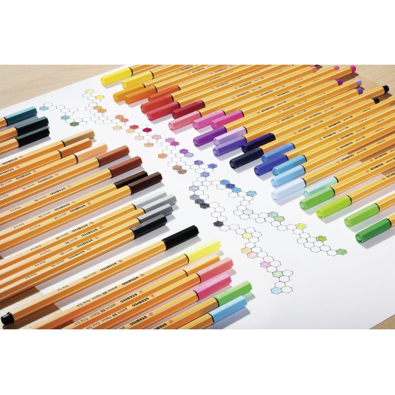 STABILO point 88 fineliner Black, Blue, Green, Lilac, Red, Violet 6 pc(s)
